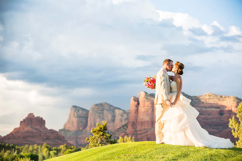 Newlyweds at Sedona Golf Resort, a magical wedding destination.